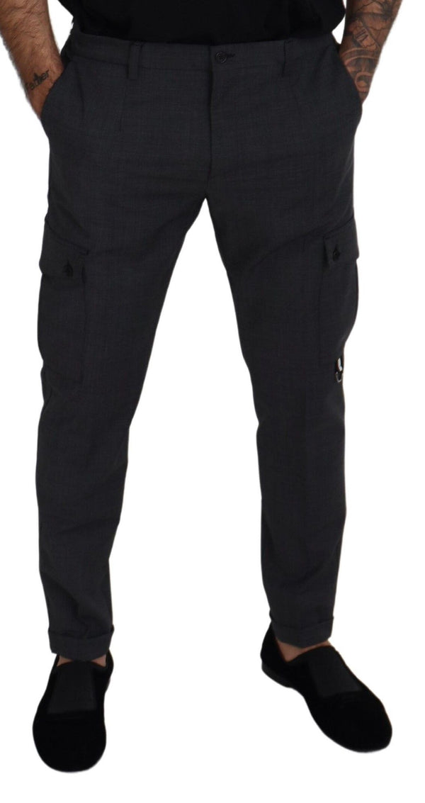 Dolce &amp; Gabbana Grey Checked Cargo Housut Stretch Pants