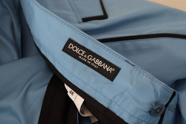 Dolce &amp; Gabbana Blue Cotton Silk Housut Chinos Pants