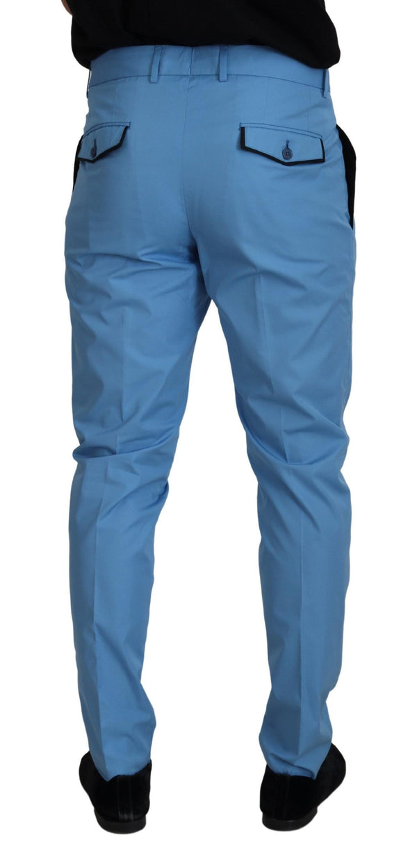 Dolce &amp; Gabbana Blue Cotton Silk Housut Chinos Pants