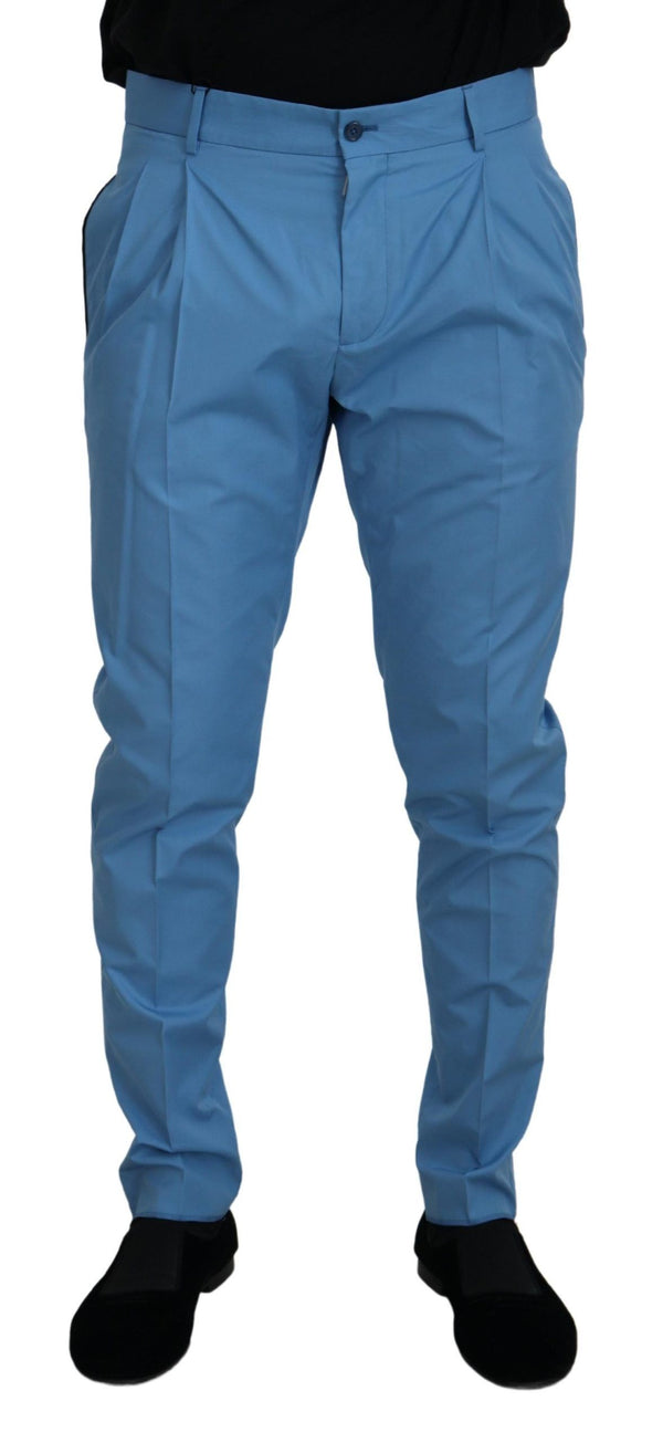 Dolce &amp; Gabbana Blue Cotton Silk Housut Chinos Pants