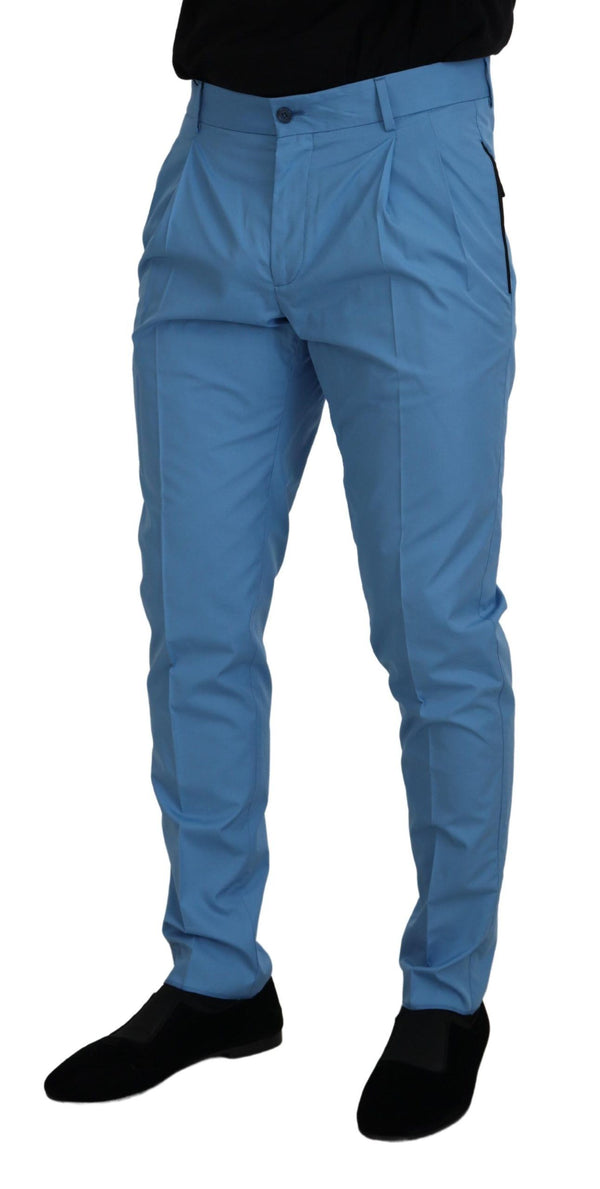 Dolce &amp; Gabbana Blue Cotton Silk Housut Chinos Pants