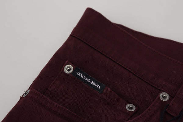 Dolce &amp; Gabbana Bordeaux Cotton Stretch GOLD Denim Farkut