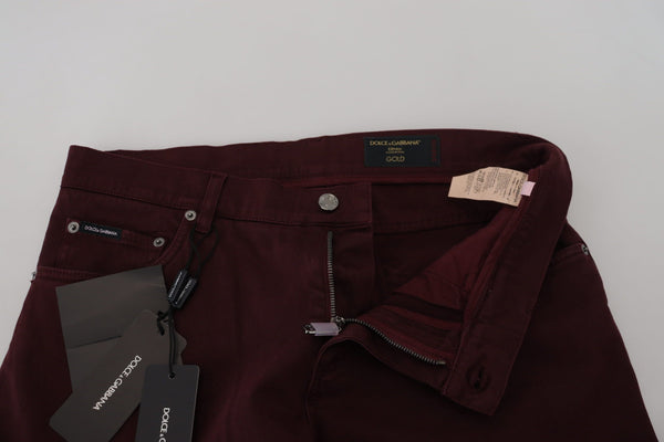 Dolce &amp; Gabbana Bordeaux Cotton Stretch GOLD Denim Farkut