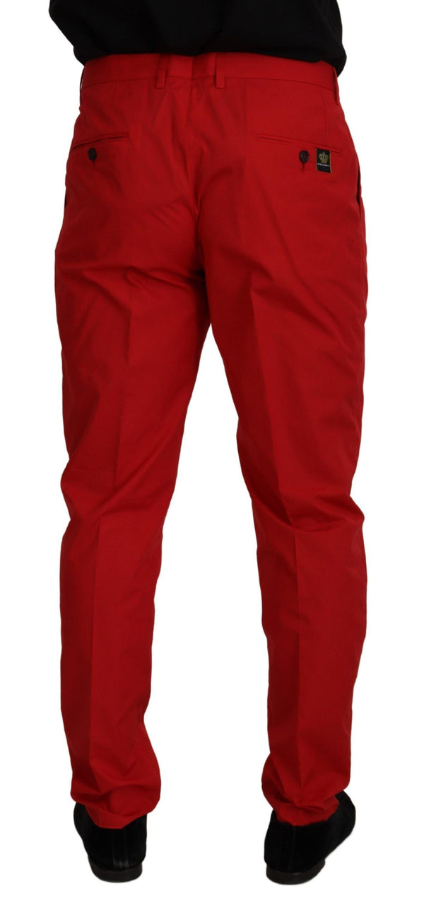 Dolce &amp; Gabbana Red Cotton Slim Fit Housut Chinos Pants