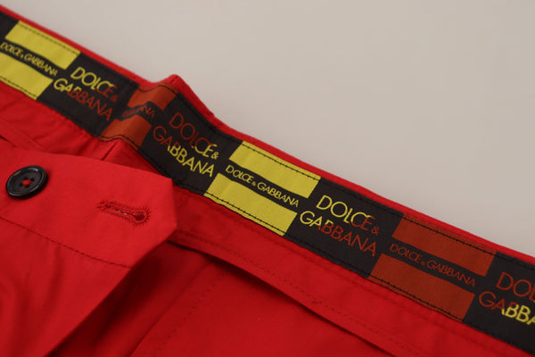 Dolce &amp; Gabbana Red Cotton Slim Fit Housut Chinos Pants