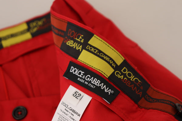 Dolce &amp; Gabbana Red Cotton Slim Fit Housut Chinos Pants