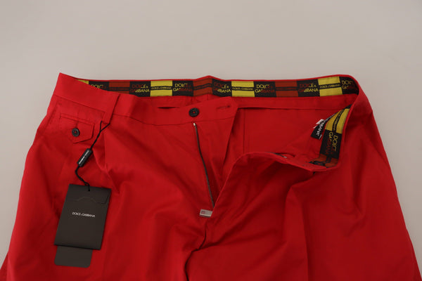 Dolce &amp; Gabbana Red Cotton Slim Fit Housut Chinos Pants