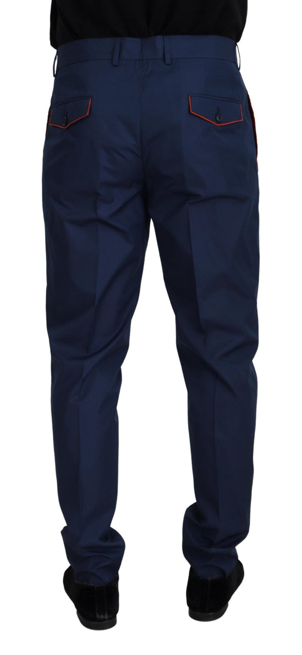 Dolce &amp; Gabbana Blue Cotton Silk Housut Chinos Pants