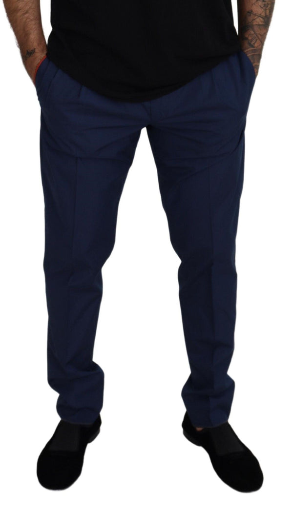 Dolce &amp; Gabbana Blue Cotton Silk Housut Chinos Pants