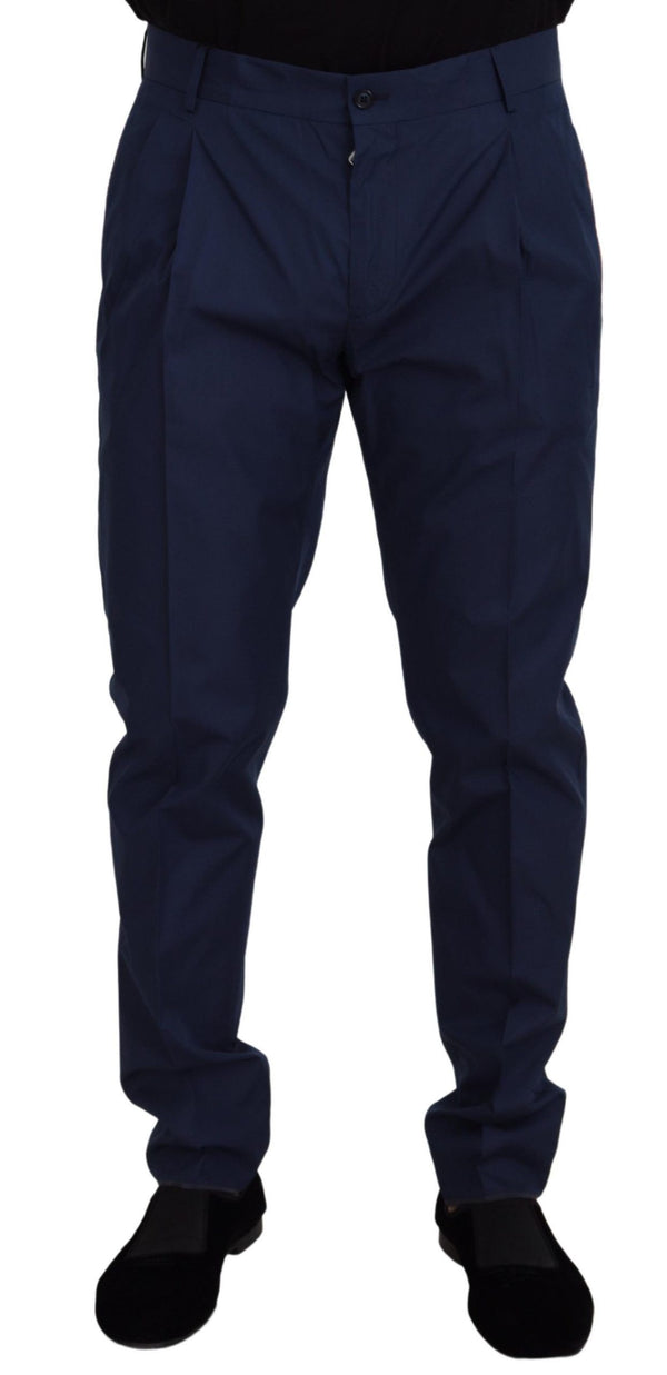 Dolce &amp; Gabbana Blue Cotton Silk Housut Chinos Pants