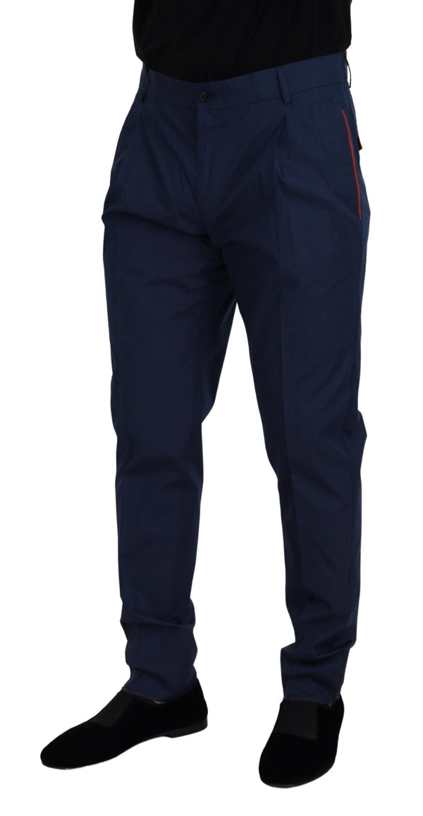 Dolce & Gabbana Elegant Slim Fit Chinos in Blue Silk Blend