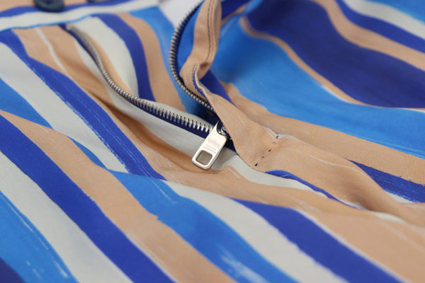 Dolce &amp; Gabbana Blue Striped Silk Cotton Slim Housut