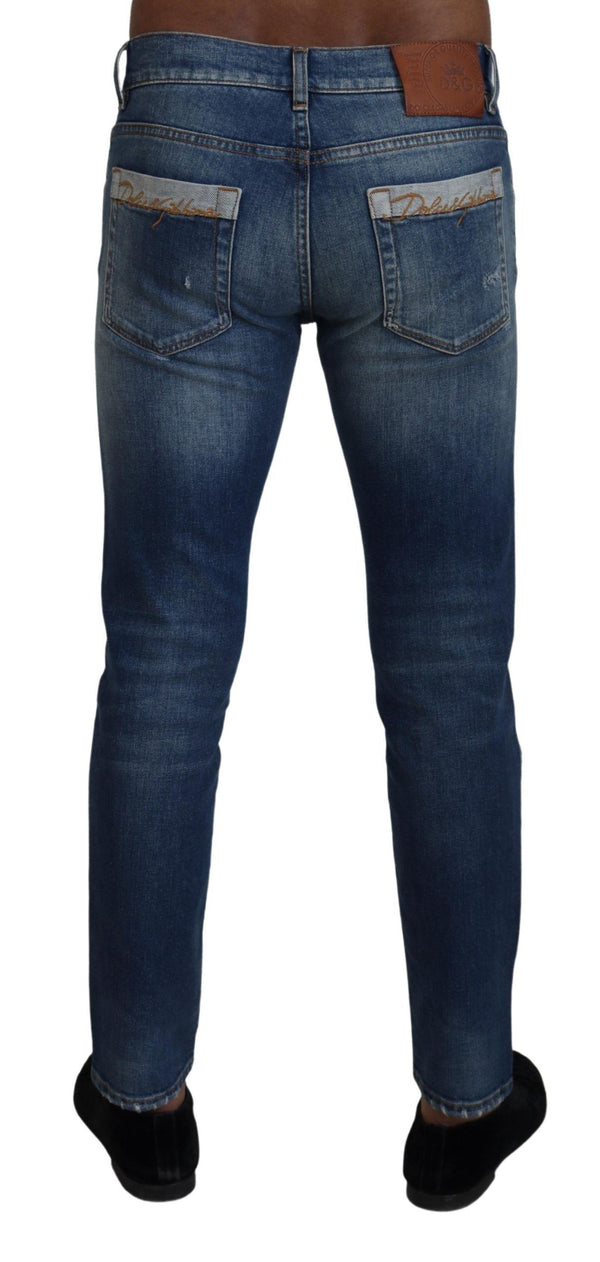 Dolce &amp; Gabbana Blue Wash Cotton Stretch Skinny Denim Farkut