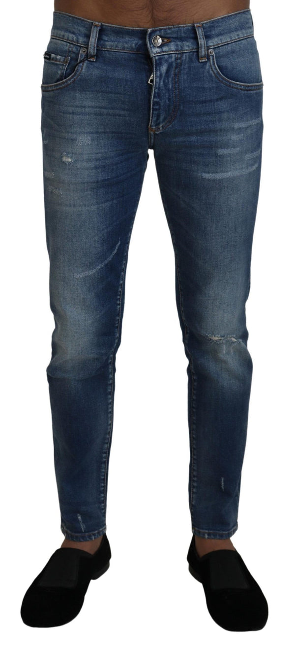 Dolce &amp; Gabbana Blue Wash Cotton Stretch Skinny Denim Farkut