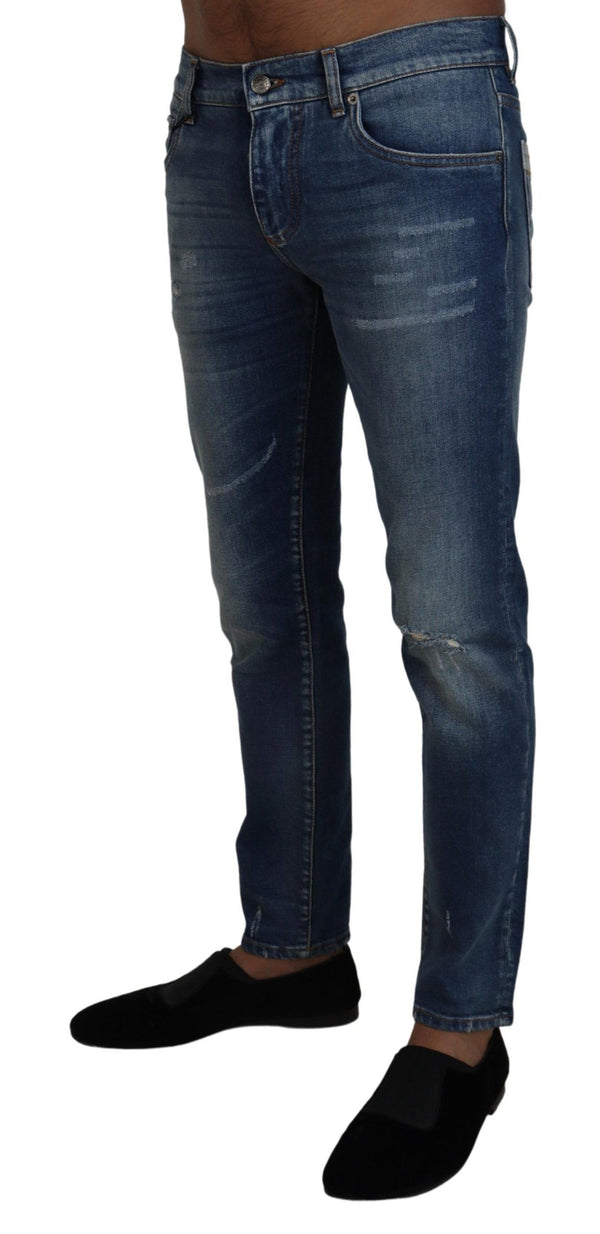 Dolce &amp; Gabbana Blue Wash Cotton Stretch Skinny Denim Farkut