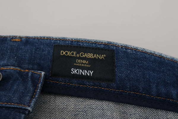 Dolce &amp; Gabbana Blue Wash Cotton Stretch Skinny Denim Farkut