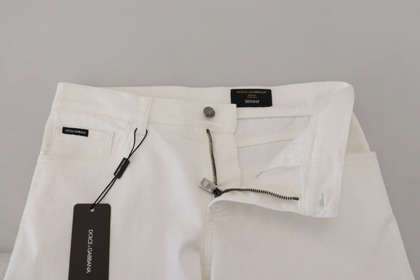 Dolce &amp; Gabbana White Slim Skinny Stretch Cotton Denim Farkut