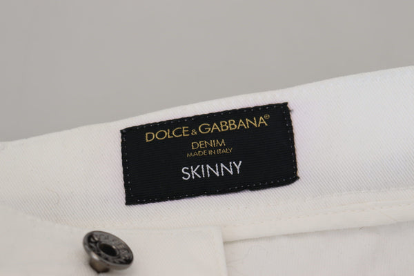 Dolce &amp; Gabbana White Slim Skinny Stretch Cotton Denim Farkut