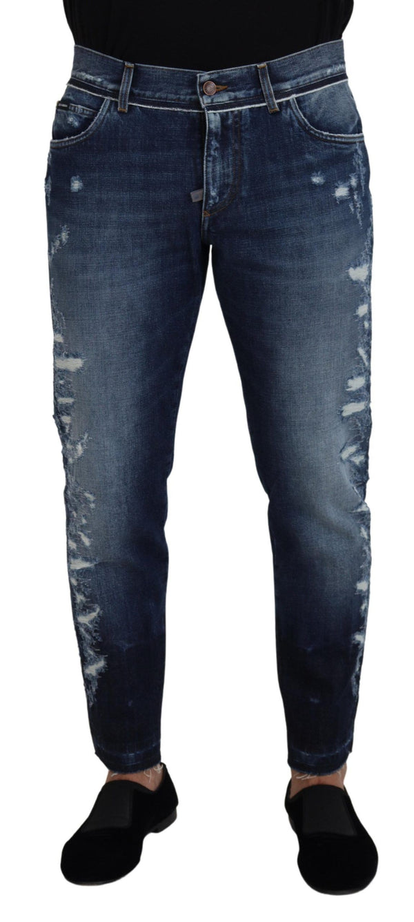 Dolce &amp; Gabbana Blue Wash Cotton Regular Denim Jeans Pants