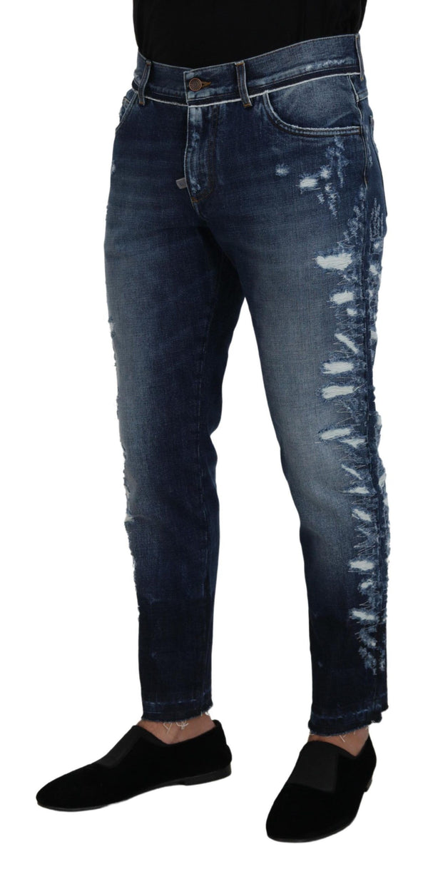 Dolce &amp; Gabbana Blue Wash Cotton Regular Denim Jeans Pants