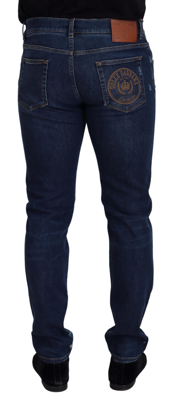 Dolce &amp; Gabbana Blue Wash Cotton Stretch Slim Denim Farkut