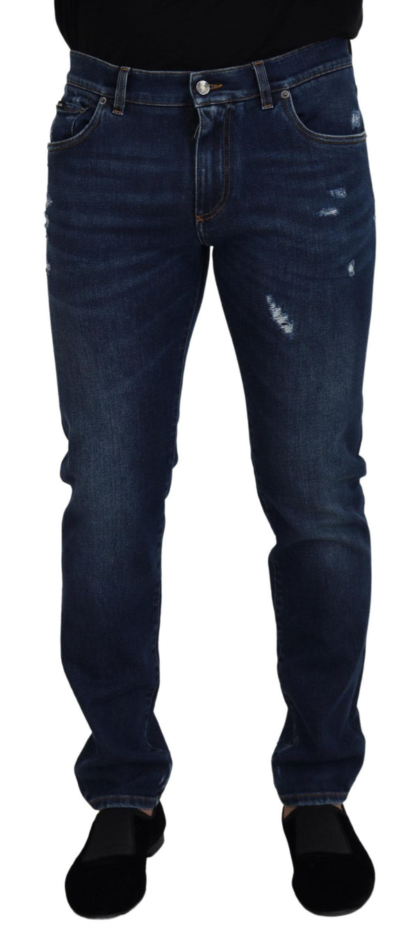 Dolce &amp; Gabbana Blue Wash Cotton Stretch Slim Denim Farkut