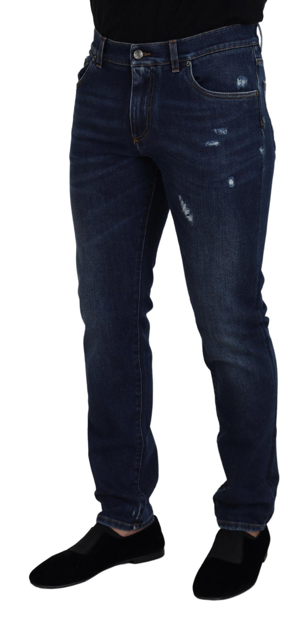 Dolce &amp; Gabbana Blue Wash Cotton Stretch Slim Denim Farkut