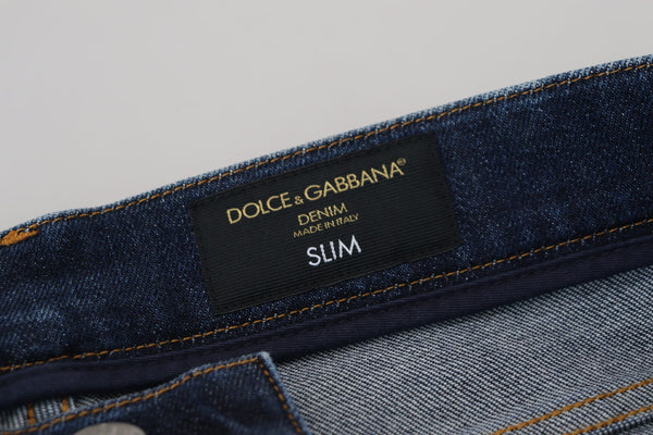 Dolce &amp; Gabbana Blue Wash Cotton Stretch Slim Denim Farkut