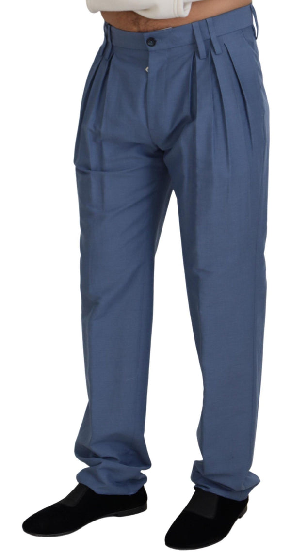 Dolce &amp; Gabbana Siniset pellavapuuvillaiset ohuet housut Chinos Pants