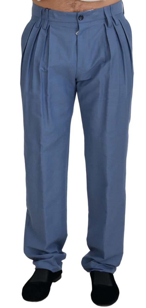 Dolce &amp; Gabbana Siniset pellavapuuvillaiset ohuet housut Chinos Pants