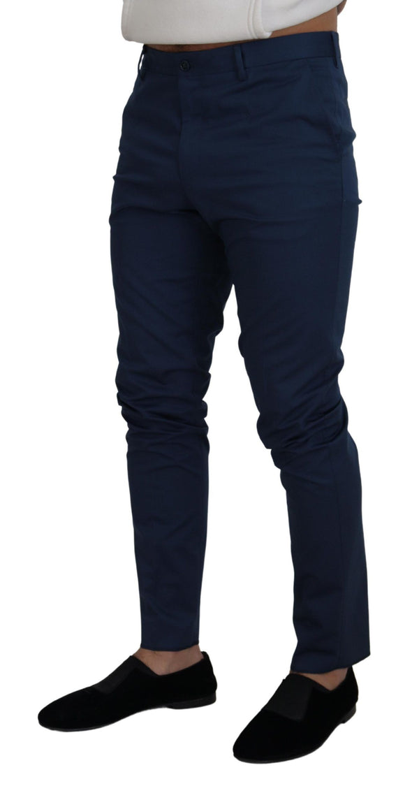 Dolce &amp; Gabbana Blue Stretch Cotton Slim Housut Chinos Pants