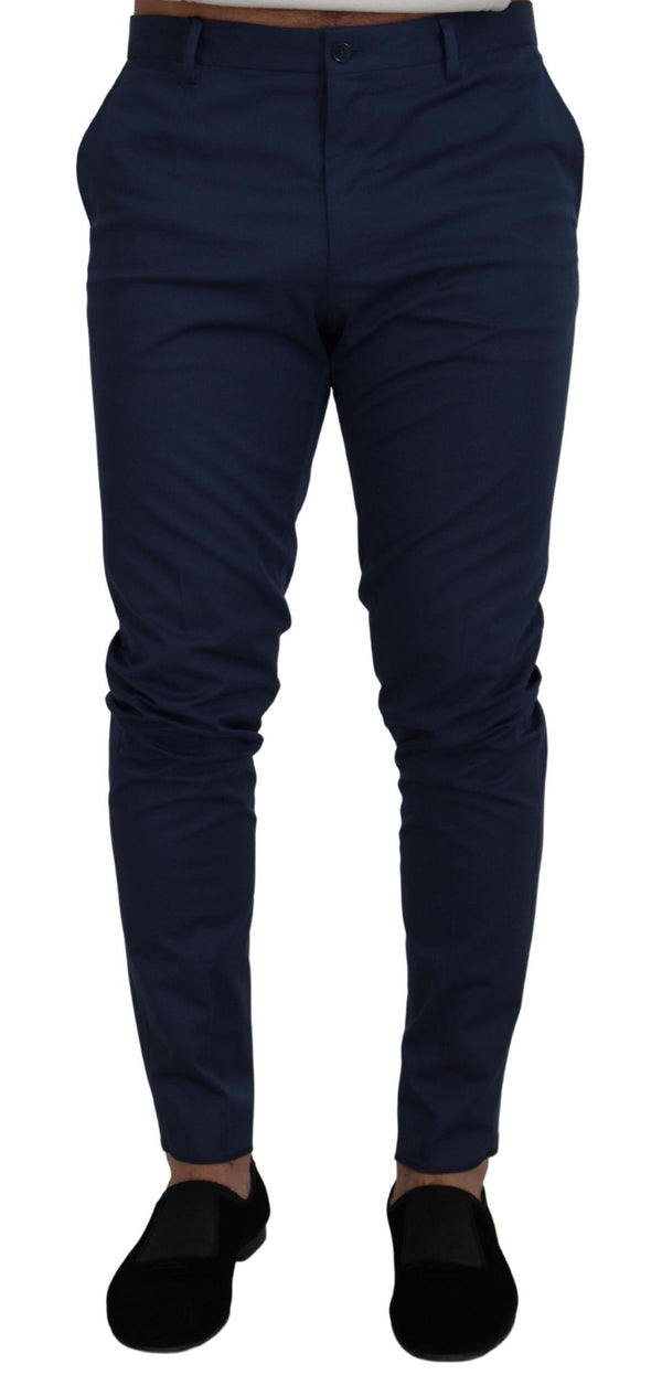 Dolce &amp; Gabbana Blue Stretch Cotton Slim Housut Chinos Pants