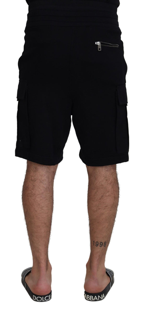 Dolce &amp; Gabbana Black Cotton Bermuda Cargo Shortsit