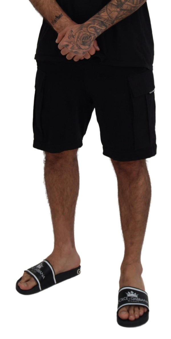 Dolce &amp; Gabbana Black Cotton Bermuda Cargo Shortsit