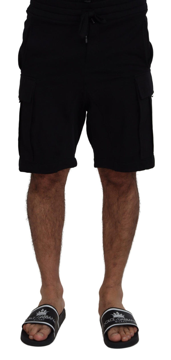 Dolce &amp; Gabbana Black Cotton Bermuda Cargo Shortsit