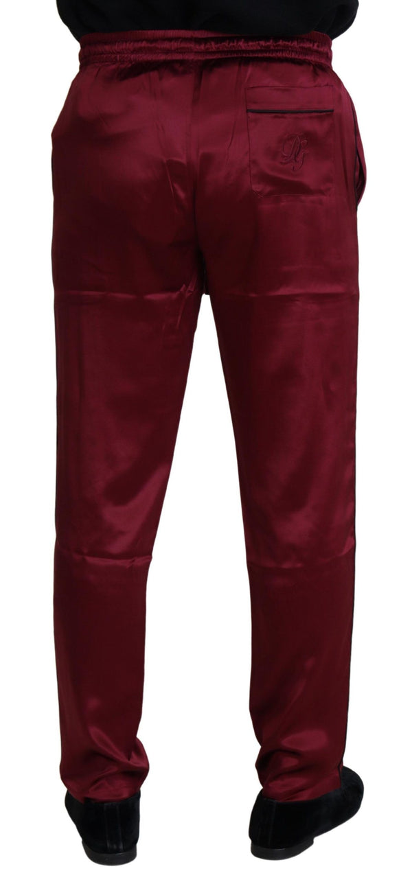 Dolce &amp; Gabbana Bordeaux Silk DG Sleep Lounge -housut