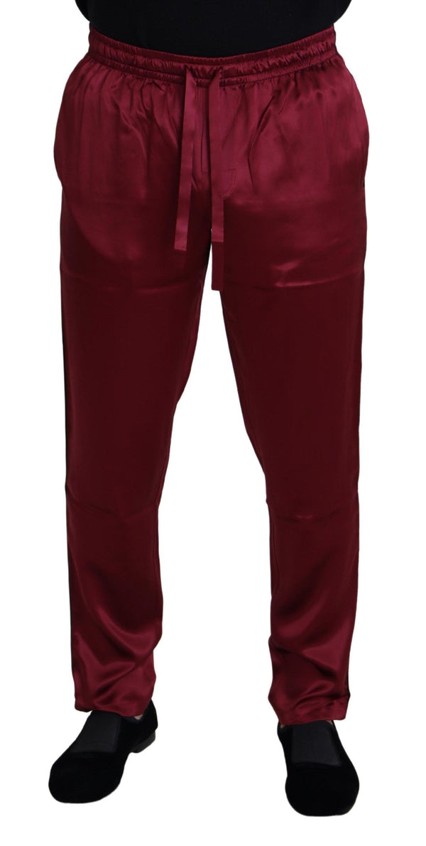 Dolce &amp; Gabbana Bordeaux Silk DG Sleep Lounge -housut