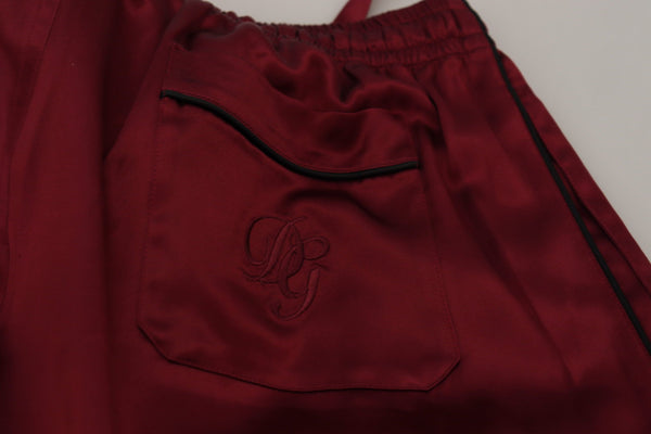 Dolce &amp; Gabbana Bordeaux Silk DG Sleep Lounge -housut