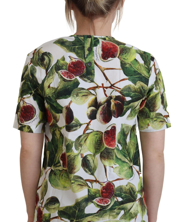 Dolce &amp; Gabbana Crew-neck Cotton Top Pusero Fruit T-paita