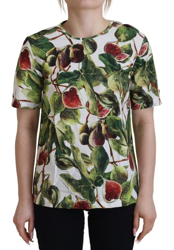 Dolce &amp; Gabbana Crew-neck Cotton Top Pusero Fruit T-paita