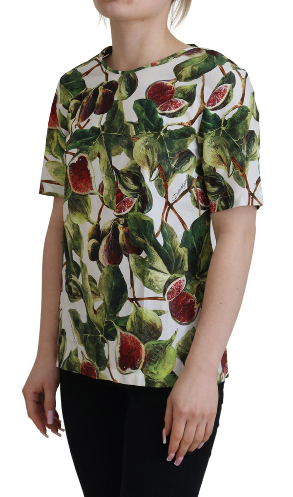 Dolce &amp; Gabbana Crew-neck Cotton Top Pusero Fruit T-paita