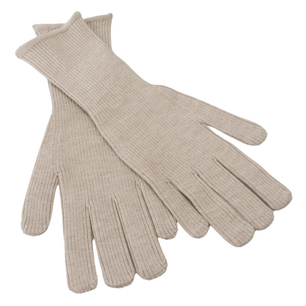 Dolce &amp; Gabbana Ivory Cashmere Silk Hands Mitten Miesten hanskat