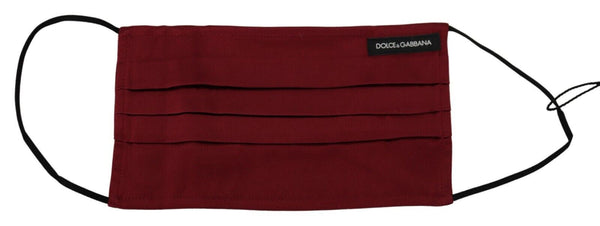 Dolce &amp; Gabbana Maroon Silk laskostettu elastinen korvahihna One Size -naamio