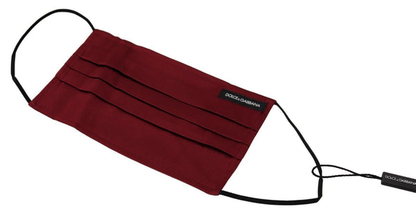 Dolce &amp; Gabbana Maroon Silk laskostettu elastinen korvahihna One Size -naamio