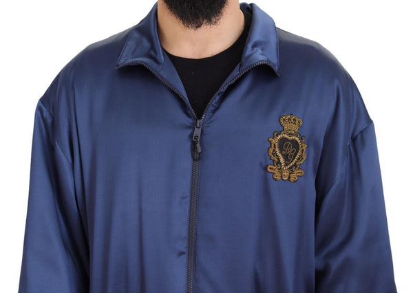 Dolce & Gabbana Regal Blue Silk Bomber Jacket