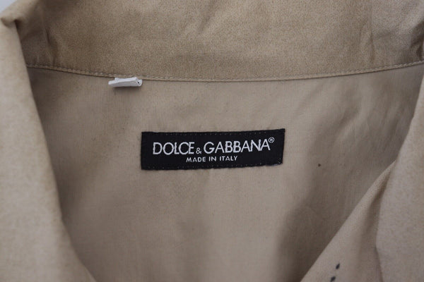 Dolce &amp; Gabbana beige naamiointi puuvilla pitkähihainen paita