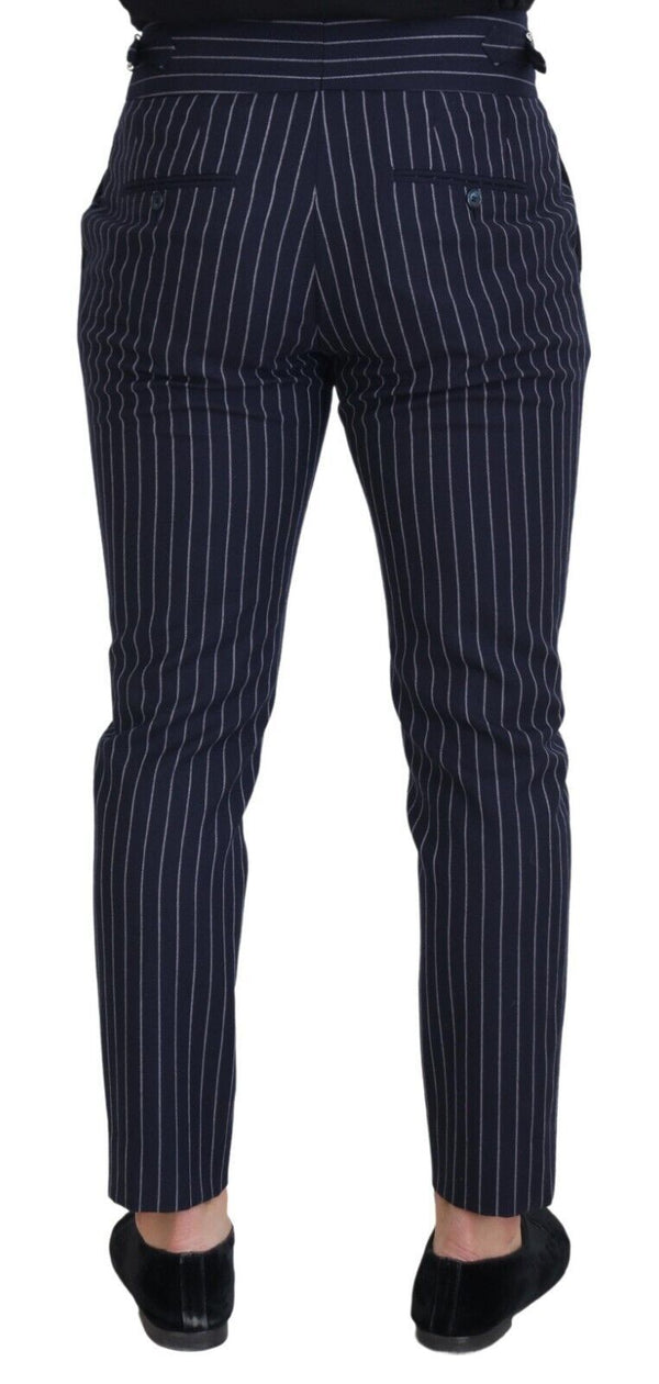 Dolce &amp; Gabbana Blue Wool Striped Miesten muodolliset housut