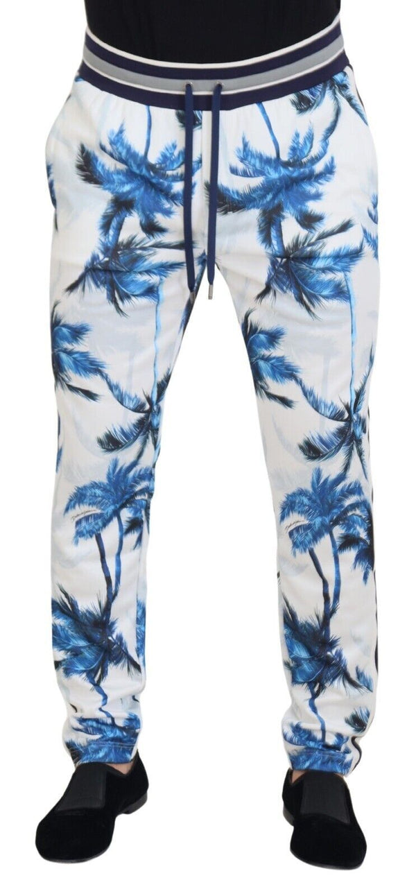 Dolce &amp; Gabbana White Palm Tree Print Miesten housut