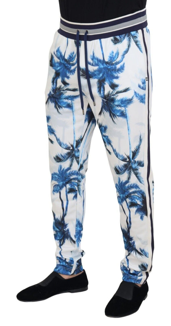 Dolce &amp; Gabbana White Palm Tree Print Miesten housut