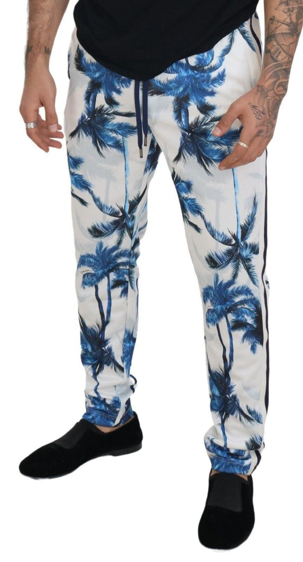 Dolce &amp; Gabbana White Palm Tree Print Miesten housut